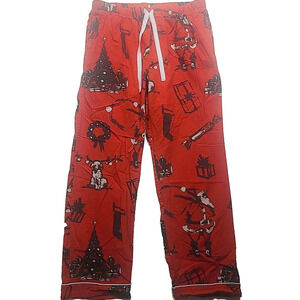 Sant And Abel X Donald Santa Christmas Pajama Pants Women's Medium Red Black